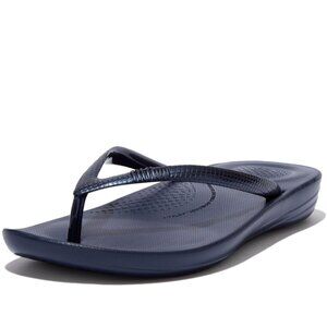 FitFlop Men's IQUSHION Ergonomic FLIP-Flops, Midnight Navy, 12 M US